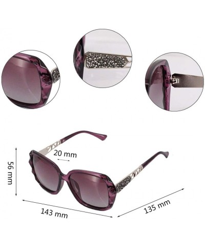 Square Fashion Transparent Frame Oversized Sunglasses Polarized UV Protection - Purple Frame Purple Lens - CK18S2UQQGH $10.55