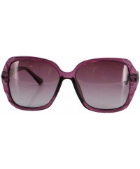 Square Fashion Transparent Frame Oversized Sunglasses Polarized UV Protection - Purple Frame Purple Lens - CK18S2UQQGH $10.55