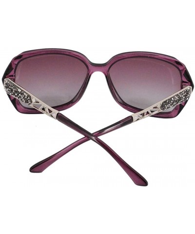 Square Fashion Transparent Frame Oversized Sunglasses Polarized UV Protection - Purple Frame Purple Lens - CK18S2UQQGH $10.55