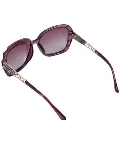 Square Fashion Transparent Frame Oversized Sunglasses Polarized UV Protection - Purple Frame Purple Lens - CK18S2UQQGH $10.55