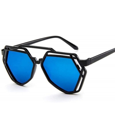 Aviator Fashion Polygon Women Sunglasses UV400 Oculos De Sol Brand C8 Black Green - C3 Black White - C118YZWCWDQ $7.33