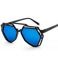 Aviator Fashion Polygon Women Sunglasses UV400 Oculos De Sol Brand C8 Black Green - C3 Black White - C118YZWCWDQ $7.33