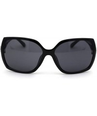 Oversized Womens Fashion Luxury Oversize Diva Plastic Butterfly Sunglasses - Black Silver Solid Black - C518XK80GHR $11.36