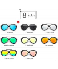 Aviator Fashion Polygon Women Sunglasses UV400 Oculos De Sol Brand C8 Black Green - C3 Black White - C118YZWCWDQ $7.33