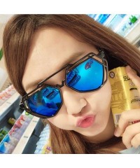 Aviator Fashion Polygon Women Sunglasses UV400 Oculos De Sol Brand C8 Black Green - C3 Black White - C118YZWCWDQ $7.33