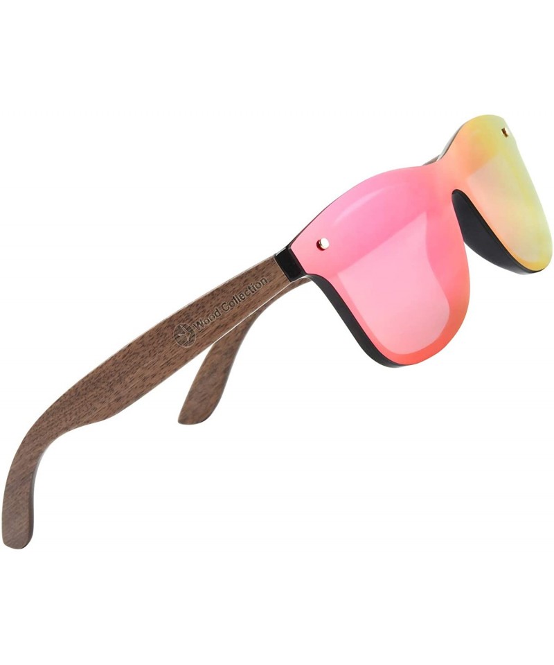Round Wood Sunglasses With Polarized Lens Handmade Bamboo Sunglasses For Men&Women - D Walnut Pink - CC18A2TXGE2 $28.88