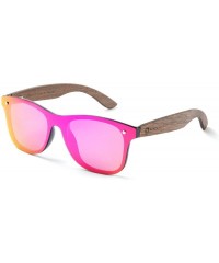 Round Wood Sunglasses With Polarized Lens Handmade Bamboo Sunglasses For Men&Women - D Walnut Pink - CC18A2TXGE2 $28.88