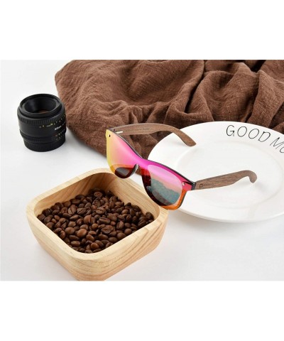 Round Wood Sunglasses With Polarized Lens Handmade Bamboo Sunglasses For Men&Women - D Walnut Pink - CC18A2TXGE2 $28.88