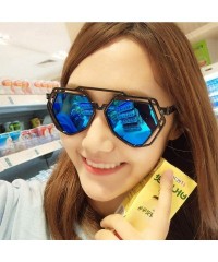 Aviator Fashion Polygon Women Sunglasses UV400 Oculos De Sol Brand C8 Black Green - C3 Black White - C118YZWCWDQ $7.33