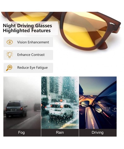 Wayfarer Night-Vision Glasses Women Polarized Yellow Lens-Anti Glare Night-Driving Glasses for Men&Women - C018ZT4ZHMZ $20.85