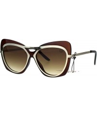 Cat Eye Womens Retro Unique Bat Shape Double Rim Cat Eye Sunglasses - Brown Brown - C717YYTTL49 $12.51