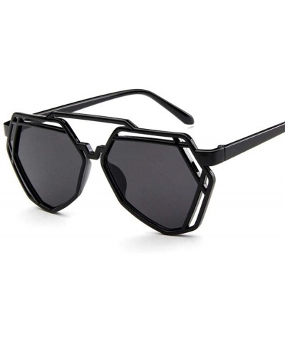 Aviator Fashion Polygon Women Sunglasses UV400 Oculos De Sol Brand C8 Black Green - C3 Black White - C118YZWCWDQ $7.33