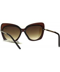 Cat Eye Womens Retro Unique Bat Shape Double Rim Cat Eye Sunglasses - Brown Brown - C717YYTTL49 $12.51