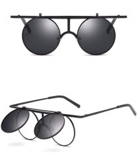 Round Steam punk sunglasses Reflector sunglasses for men and women retro Polarized Sunglasses round - F - C818Q7XUAZ7 $34.76