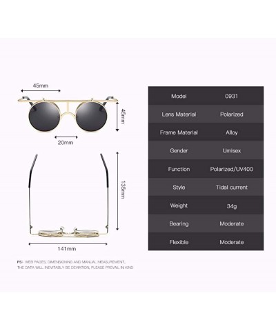 Round Steam punk sunglasses Reflector sunglasses for men and women retro Polarized Sunglasses round - F - C818Q7XUAZ7 $34.76