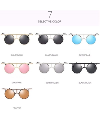 Round Steam punk sunglasses Reflector sunglasses for men and women retro Polarized Sunglasses round - F - C818Q7XUAZ7 $34.76