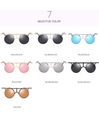 Round Steam punk sunglasses Reflector sunglasses for men and women retro Polarized Sunglasses round - F - C818Q7XUAZ7 $34.76