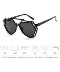 Aviator Fashion Polygon Women Sunglasses UV400 Oculos De Sol Brand C8 Black Green - C3 Black White - C118YZWCWDQ $7.33