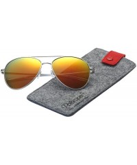 Wayfarer Classic Polarized Ultra Light Flex Hinge Aluminum Aviator Sunglasses - Aluminum Silver - Polarized Lava Red - CF188X...