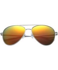 Wayfarer Classic Polarized Ultra Light Flex Hinge Aluminum Aviator Sunglasses - Aluminum Silver - Polarized Lava Red - CF188X...