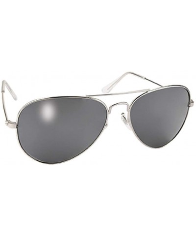 Aviator Classic Aviator Silver Frame Sunglasses Smoke Lens - C7114G7HIPF $10.73