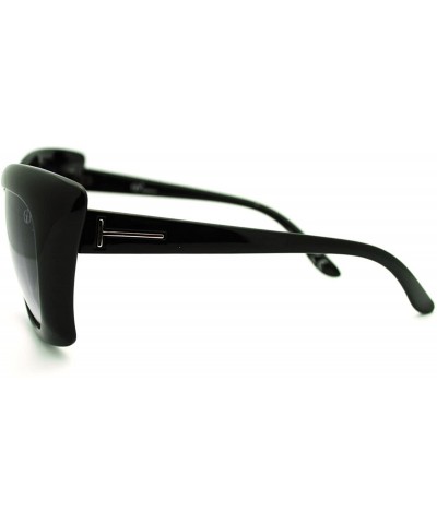 Oversized Womens Designer Sunglasses Oversized Square Butterfly Fashion Frame - Black - CH11DUXCEVT $10.96