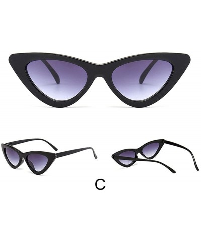 Cat Eye Small Frame Skinny Cat Eye Sunglasses for Women Colorful Lens Mini Narrow Retro Cateye Vintage Sunglasses - C - CN190...
