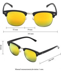 Round Vintage Semi Round Polarized Sunglasses for Men and Women 100% UV Protection Glasses - Gold Lens - CJ18YE9L5T3 $9.61