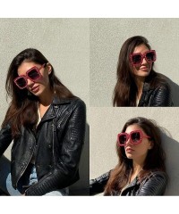 Oversized Large Jeweled Sunglasses for Women Crystal Bling Studded Oversized Square Frame - Pink - CP18D2MZ0TN $26.41