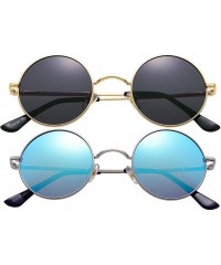 Round 2-Pack John Lennon Style Round Sunglasses for Men Women Polarized Small Circle Sun Glasses - CQ192EE4S65 $19.84