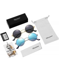 Round 2-Pack John Lennon Style Round Sunglasses for Men Women Polarized Small Circle Sun Glasses - CQ192EE4S65 $19.84