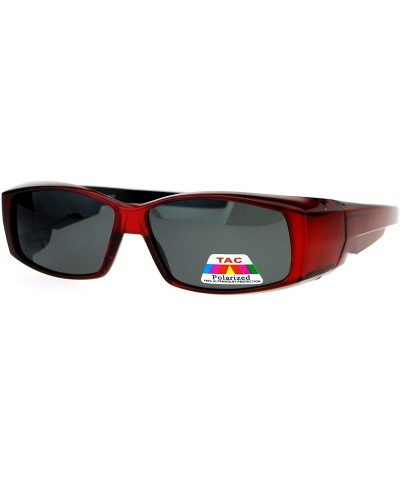 Rectangular Polarized Lens Fit Over Glasses Sunglasses Rectangular OTG Frame - Red - C71888EUZUI $22.99
