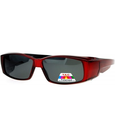 Rectangular Polarized Lens Fit Over Glasses Sunglasses Rectangular OTG Frame - Red - C71888EUZUI $13.98