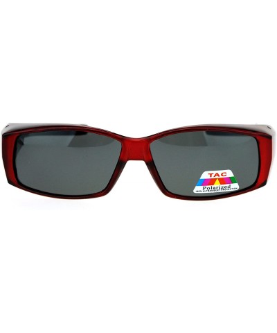 Rectangular Polarized Lens Fit Over Glasses Sunglasses Rectangular OTG Frame - Red - C71888EUZUI $13.98