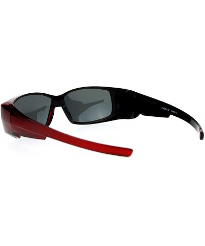 Rectangular Polarized Lens Fit Over Glasses Sunglasses Rectangular OTG Frame - Red - C71888EUZUI $13.98