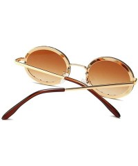 Round 2019 new retro round diamond female diamond brand luxury trend oval sunglasses - Tea - CP18T0RYRZ8 $11.69