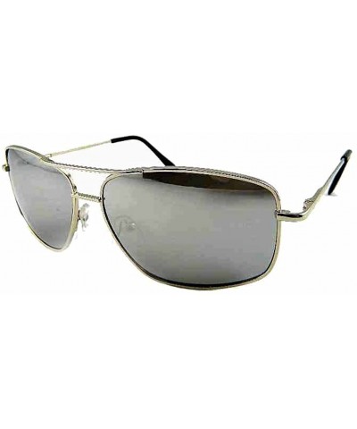 Aviator New Promotional Rectangular Aviator Sunglasses with Mirror lens - Silver - CX11EPUMBYB $18.27