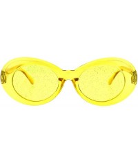 Oval 70's Fashion Sunglasses Womens Vintage Oval Frame Glitter Lens - Yellow (Yellow) - C118IGG8ETX $19.60