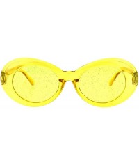 Oval 70's Fashion Sunglasses Womens Vintage Oval Frame Glitter Lens - Yellow (Yellow) - C118IGG8ETX $12.80