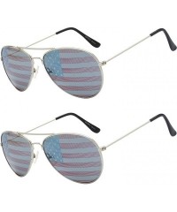 Aviator USA America American Flag Aviator Sunglasses - Exquisite Packaging Gift for 4th of July - 2 Pcs - C6199OG03KH $11.89