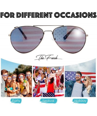 Aviator USA America American Flag Aviator Sunglasses - Exquisite Packaging Gift for 4th of July - 2 Pcs - C6199OG03KH $11.89