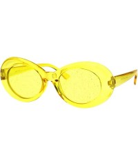 Oval 70's Fashion Sunglasses Womens Vintage Oval Frame Glitter Lens - Yellow (Yellow) - C118IGG8ETX $12.80