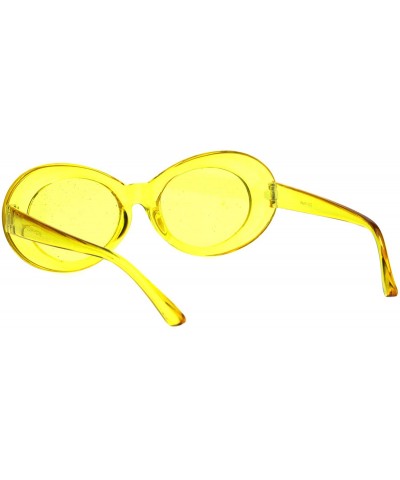 Oval 70's Fashion Sunglasses Womens Vintage Oval Frame Glitter Lens - Yellow (Yellow) - C118IGG8ETX $12.80