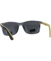 Rectangular Mens Bamboo Wood Arm Plastic Horn Rim Hipster Sunglasses - Slate Black - C918CZAZ944 $13.03