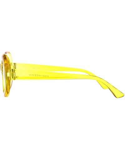Oval 70's Fashion Sunglasses Womens Vintage Oval Frame Glitter Lens - Yellow (Yellow) - C118IGG8ETX $19.60