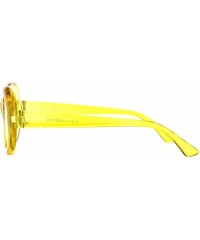 Oval 70's Fashion Sunglasses Womens Vintage Oval Frame Glitter Lens - Yellow (Yellow) - C118IGG8ETX $12.80