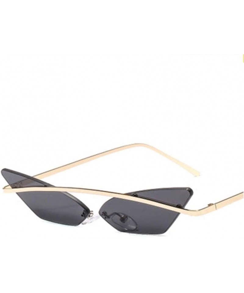 Sport Small Frame Personality Triangle Cat Eye Sunglasses Metal Beam Frameless Men and Women Sun Mirror - 3 - CZ190R67204 $38.07