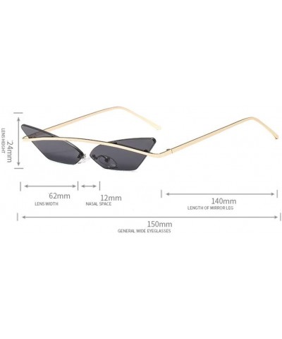 Sport Small Frame Personality Triangle Cat Eye Sunglasses Metal Beam Frameless Men and Women Sun Mirror - 3 - CZ190R67204 $38.07