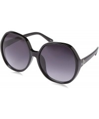 Round Women's LD277 Hexagon-Shaped Sunglasses with 100% UV Protection - 61 mm - Black - CL18O30MODS $26.74