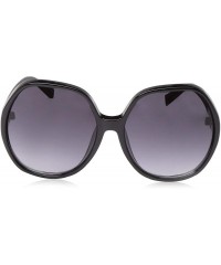Round Women's LD277 Hexagon-Shaped Sunglasses with 100% UV Protection - 61 mm - Black - CL18O30MODS $26.74